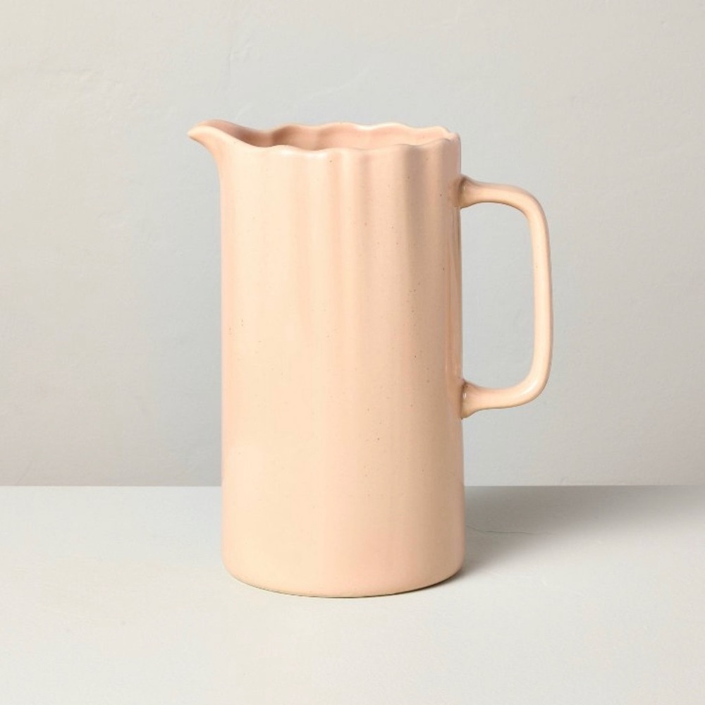 65oz Scalloped Stoneware Beverage Pitcher Blush - Hearth & Hand with Magnolia